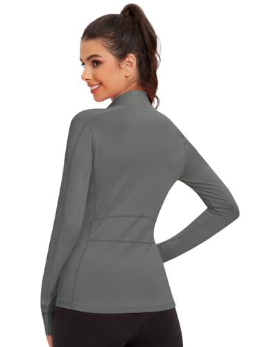 VUTRU Women's Workout Yoga Jacket Full Zip Running Athletic Track Jacket - color: A-grey, size: X-Small