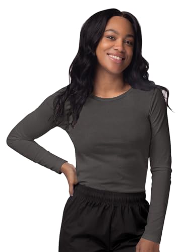 Sivvan Women's Long-Sleeve Comfort Underscrub Tee, Scrubs Undershirts - color: Charcoal, size: Large