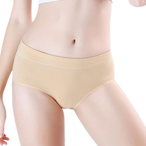 wirarpa Women's Underwear Cotton Mid Waisted Ladies Panties Full Coverage Briefs 4 Pack (Regular & Plus Size) - color: Beige-4 Pack, size: Medium