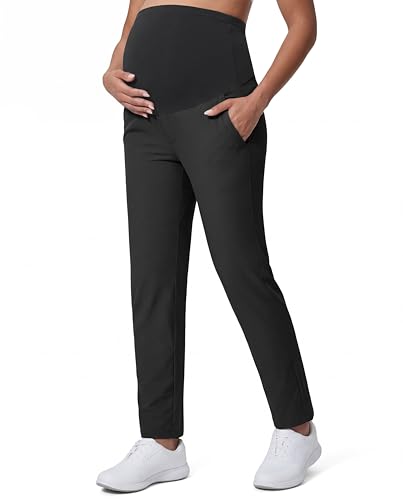 Maternity Pants Over Belly Pregnancy Scrub Pants - color: Black, size: Medium