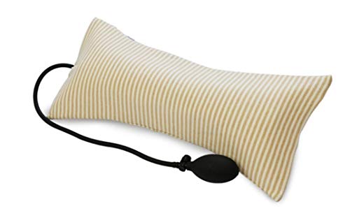 Inflatable Pillow Cushions, Height Adjustable Neck Cervical Head Support, Soft Portable Pillow with Pump for Car, Home, Office, Travel, Camping, Pillow Case Removable (Brown)