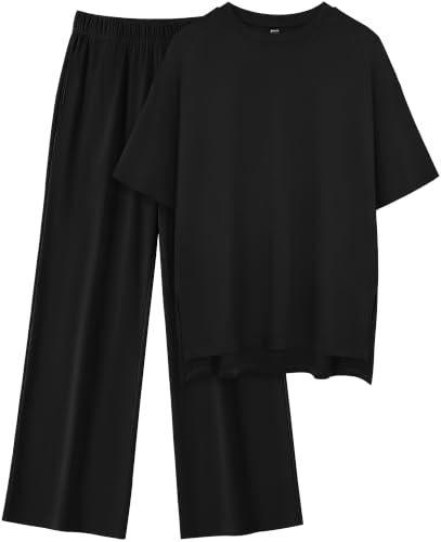 RUBZOOF Womens Lounge Sets 2 Piece Outfits Matching Clothing - color: Black, size: Medium