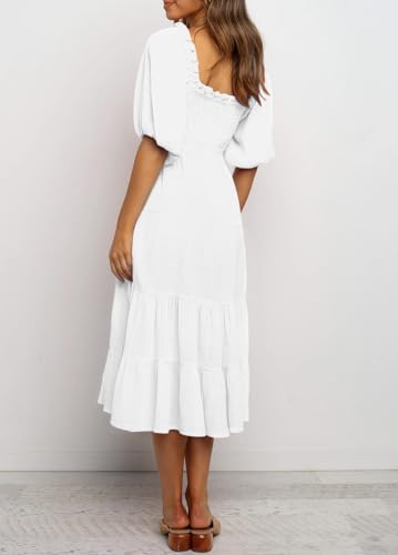 R.Vivimos Women's Cotton Off-Shoulder A-Line Midi Dresses - color: White, size: X-Large