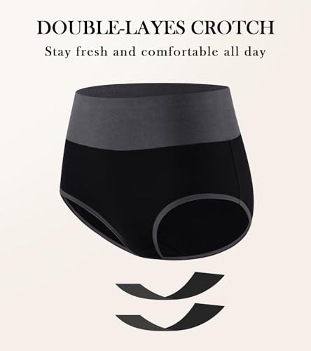 Womens High Waisted Cotton Underwear Soft Postpartum Full Coverage Panties - color: Black 5 Pack, size: Large