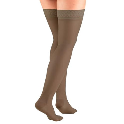Truform Sheer Compression Stockings, 15-20 mmHg, Women's Thigh High Length, 20 Denier, Espresso, Small - color: Espresso, size: Small (1 Pair)