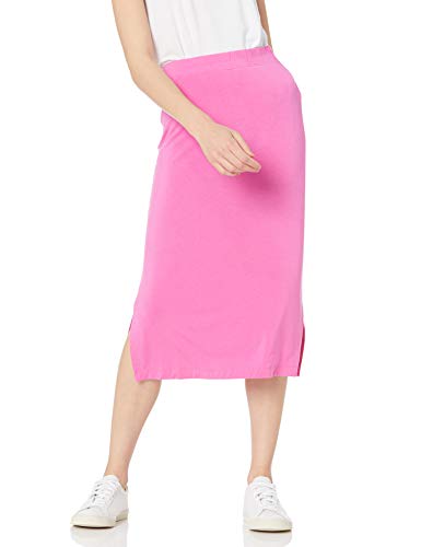 Amazon Essentials Women's Pull-On Knit Midi Skirt with Elastic Waist, Slits - color: Bright Pink, size: X-Small