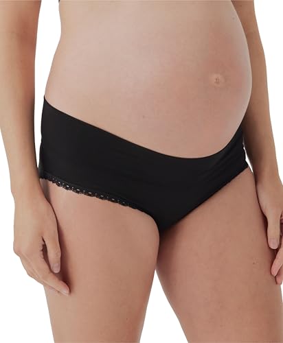 Pact Organic Cotton Maternity Foldover Hipster Underwear for Pregnancy Postpartum, 4 pack - color: Black