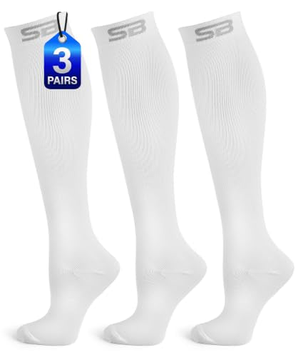 SB SOX 3-Pair Compression Socks (15-20mmHg) - color: 04 – Solid White, size: L/XL