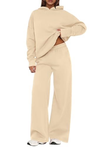 PRETTYGARDEN 2 Piece Lounge Sets for Women Matching Sweatsuits - color: Beige, size: Medium