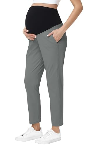 Maternity Pants Over Belly Pregnancy Casual Scrub Pant - color: Grey, size: Small