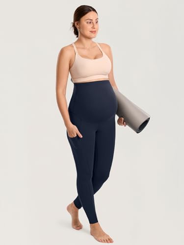 MOMANDA Maternity Leggings for Women 25" - color: Twilight Blue, size: Large