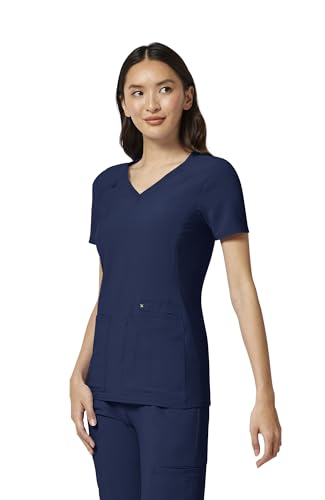 Cherokee Women's Medical Scrub Top Iflex V-Neck Knit Panel Top CK605 - color: Navy, size: X-Small
