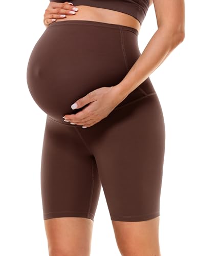 BAYDI Clouduxi Maternity Biker Shorts Over the Belly 6" - color: Rustic Brown, size: Medium