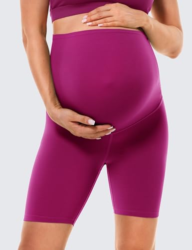 BAYDI Clouduxi Maternity Biker Shorts Over the Belly 6" - color: Magenta, size: Small