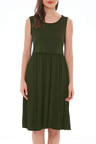 Smallshow Women's Sleeveless Nursing Dresses - color: Army Green, size: XX-Large