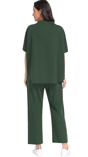 PrinStory Womens Lounge Set Summer 2 Piece Matching Sets - color: Dark Green, size: X-Large