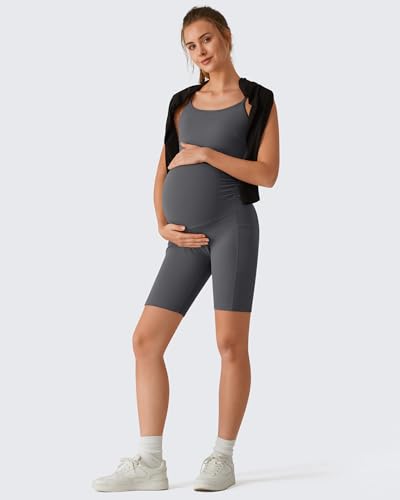G4Free BareFeel Built in Bra Maternity Romper Smart Back Opening Jumpsuit - color: Dark Gray, size: Large