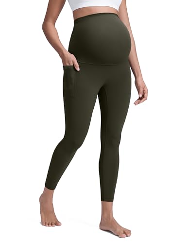 CRZ YOGA Maternity Leggings Pockets 25" - color: Olive Green, size: Large