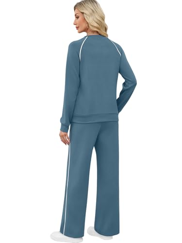 Sampeel Women 2 Piece Lounge Sets Sweatsuit Fall Outfits Matching Sets - color: Blue, size: Small
