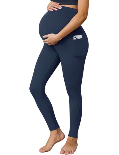 Buttergene Maternity Leggings with Pockets - color: Navy, size: XX-Large