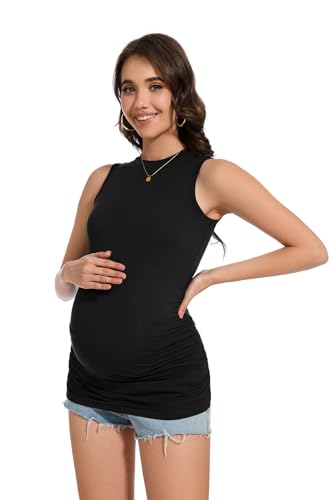 Smallshow Women's Maternity Tank Top 3 Pack - color: Black-deep Green-light Grey(3 Pack), size: XX-Large