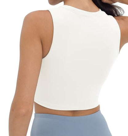 V VOCNI Nursing Tank Tops Racerback Breastfeeding Crop Top - color: White, size: X-Large