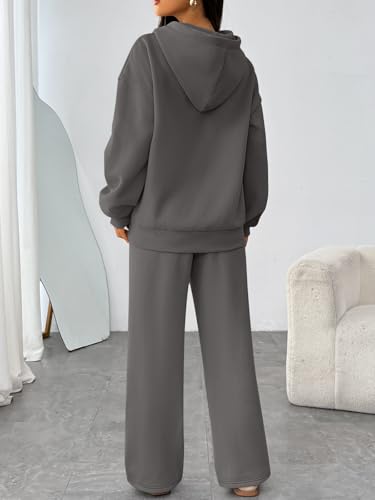 Trendy Queen Womens 2 Piece Lounge Sweat Sets Matching Sweatsuits - color: Black Grey, size: Small