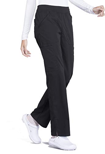 Cherokee Women's Scrub Pants Mid Rise Straight Leg Pull-on Cargo Pant with 6 Pockets & 2-Way Stretch Fabric - WW170 - color: Black, size: XX-Large Plus