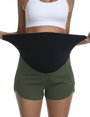 Women's Maternity Running Athletic Shorts - color: Green, size: XX-Large