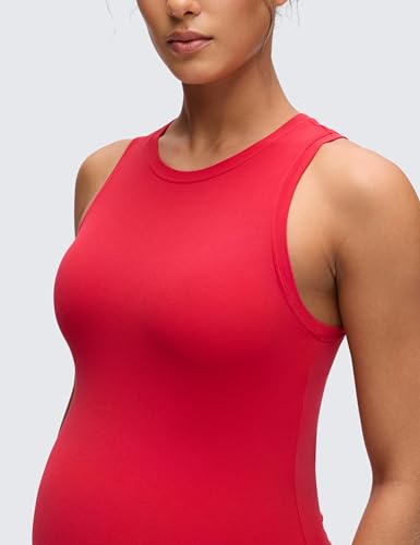CRZ YOGA Maternity High Neck Tank Tops - color: Aurora Red, size: Medium