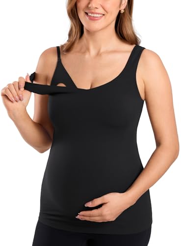 MOMANDA Maternity Nursing Tank Tops - color: Black, size: X-Large