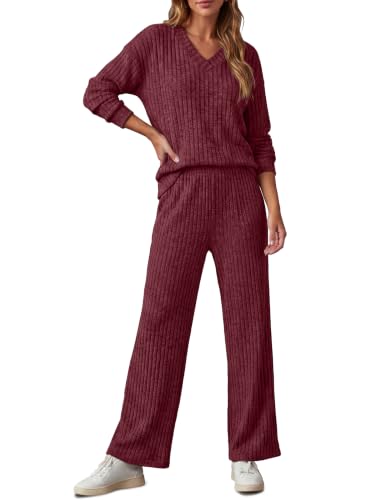RUMIA Lounge Sets for Women Cozy Travel Matching Sweater Fall Outfits - color: Violet, size: Large