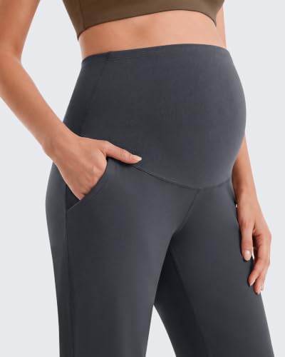 G4Free EverGoing Maternity Work Pants Pregnancy Tapered Ankle Trousers - color: Dark Gray, size: Medium