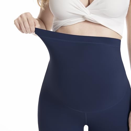 Over‑Belly Maternity Leggings, Soft Stretch Yoga Pants - color: 3 Packs-black/Dark Grey/Navy, size: Large