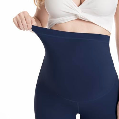 Over‑Belly Maternity Leggings, Soft Stretch Yoga Pants - color: 3 Packs-black/Dark Grey/Navy, size: Large