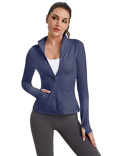 VUTRU Women's Workout Yoga Jacket Full Zip Running Athletic Track Jacket - color: Back Mesh Vent Blue, size: X-Small