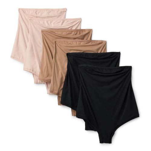 Amazon Essentials Women's Maternity Knickers, Under Bump & Over Bump Styles, Cotton & Microfibre, Pack of 6 - color: Black / Washed Bronze / Soft Petal, size: Medium