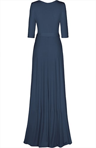 Women's 3/4 Sleeve Deep V-Neck Maxi Faux Wrap Solid Plus Size Dress - color: Charcoal-v-neck, size: Medium