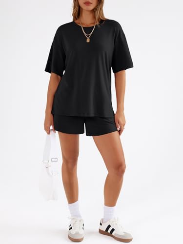 Trendy Queen Women's 2 Piece Summer Matching Set Lounge Wear with Pockets - color: Black, size: XX-Large