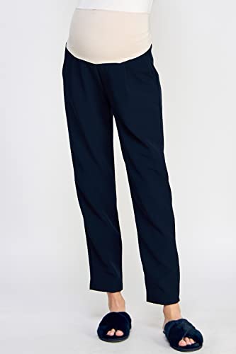 LaClef Women's Over The Belly Relaxed Fit Maternity Pants - color: Navy, size: X-Large