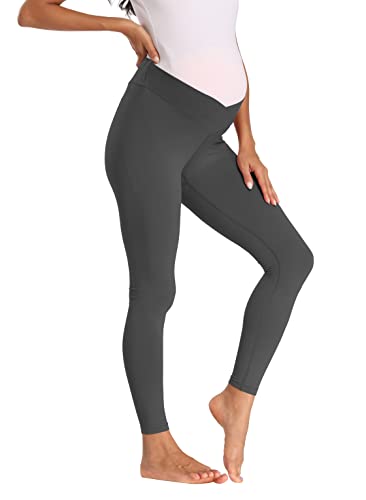 Foucome Women's Maternity Legging Under The Belly - color: Dark Grey, size: X-Large
