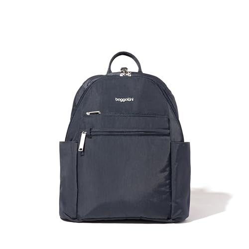 Baggallini Securtex® Anti-theft Vacation Travel Backpack 10x13 Slash-Resistant Nylon Daypack w/RFID, French Navy - color: French Navy