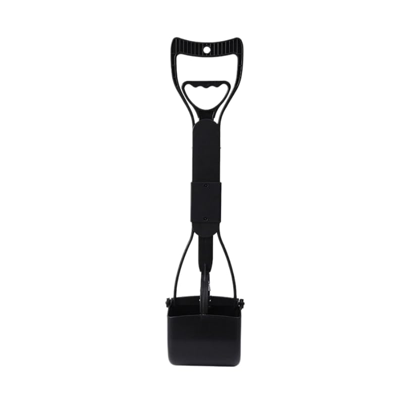 Long-Handle Pet Pooper Scooper, ABS Plastic, 23.62 in, Foldable, Easy Carry, Dog Waste Pickup Tool (Black) - color: Black
