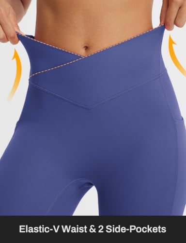 baleaf Womens Capri Leggings with Pockets V Waistband - color: Classic Navy, size: 3X-Large