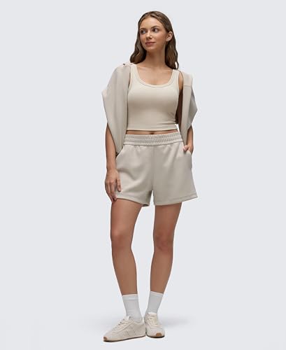 CRZ YOGA Ribbed U Neck Crop Tank Tops - color: Mojave Tan, size: Large