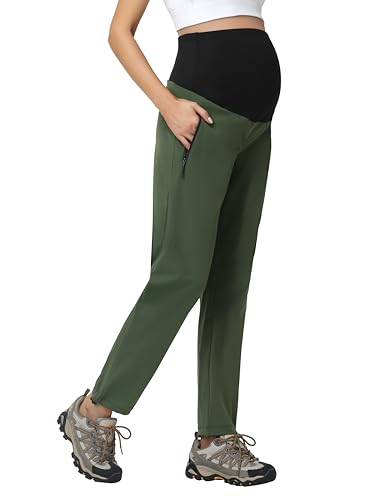 V VOCNI Maternity Pants Straight Leg Scrub Pants - color: Army Green, size: Medium