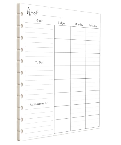 Weekly Lesson Planner Inserts for 11-Disc Big Happy Planner, Big Academic Planner, Big Student Planner, Big Teacher Planner, Big Happy Planner Inserts (Planner Sold Separately)