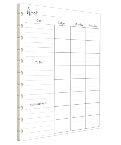 Weekly Lesson Planner Inserts for 11-Disc Big Happy Planner, Big Academic Planner, Big Student Planner, Big Teacher Planner, Big Happy Planner Inserts (Planner Sold Separately)