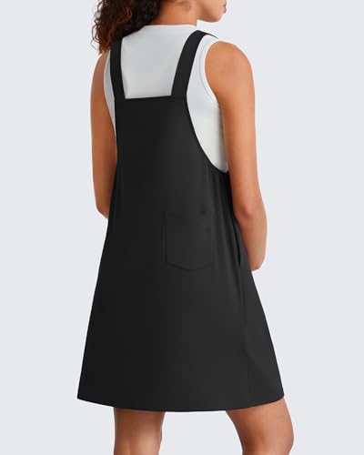 G4Free EverGoing Maternity Overall Dress Adjustable Straps Pregnancy Jumpsuits Dresses with Pockets Casual Work - color: Black, size: X-Small