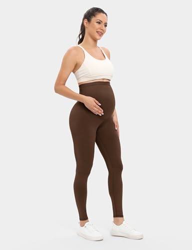 Buttergene 3 Pack Maternity Leggings with Elastic Band - color: 3pack Ink Black*2/Brown, size: Small